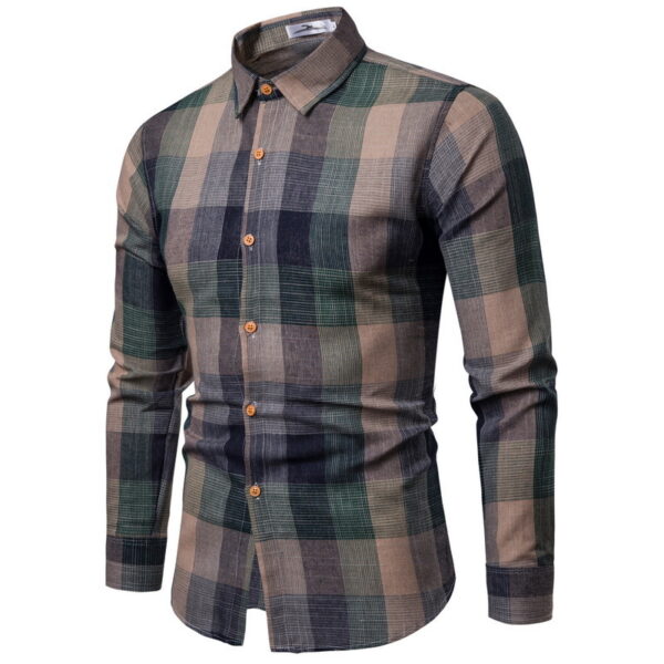 O1CN014nP21v1WlH4Tked1V_2217672972828-0-cib-3.jpg Foreign Trade Spring and Autumn New Men's Slim-fit Color Gradient Classic Plaid Long-sleeved Shirt Casual Youth Fashion