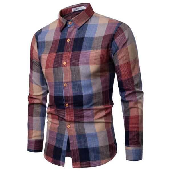 O1CN01OHKCn91WlH4TDkD11_2217672972828-0-cib-2.jpg Foreign Trade Spring and Autumn New Men's Slim-fit Color Gradient Classic Plaid Long-sleeved Shirt Casual Youth Fashion