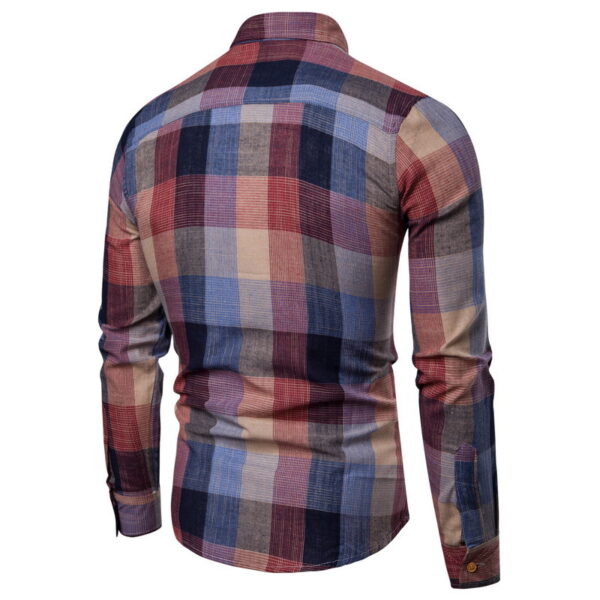 O1CN01ltk3t31WlH4RGBH85_2217672972828-0-cib.jpg Foreign Trade Spring and Autumn New Men's Slim-fit Color Gradient Classic Plaid Long-sleeved Shirt Casual Youth Fashion