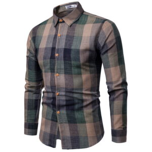 O1CN01thJfKy1WlH4TkfQx4_2217672972828-0-cib.jpg Foreign Trade Spring and Autumn New Men's Slim-fit Color Gradient Classic Plaid Long-sleeved Shirt Casual Youth Fashion