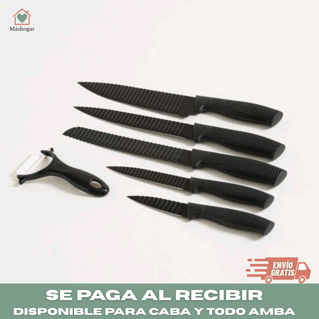 Set x5 Cuchillos Acanalados + Pela Papas
