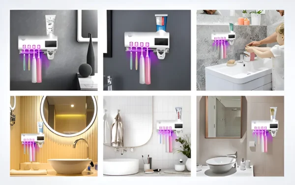 D_NQ_NP_2X_908813-MLA94045494054_102025-F Soporte con Esterilizador UV y Dispensador de Pasta dental | Baño Más Higiénico y Ordenado