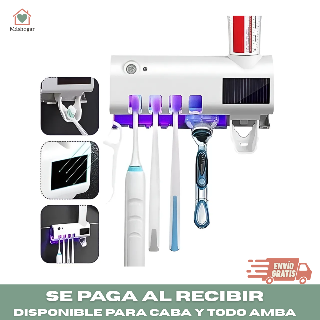 Soporte con Esterilizador UV y Dispensador de Pasta dental | Baño Más Higiénico y Ordenado