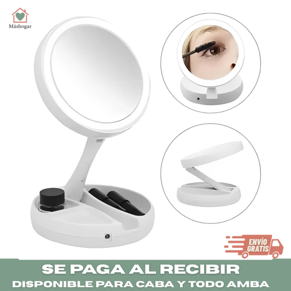 Espejo Doble LED con Aumento x10 – Precisión para tu rutina diaria