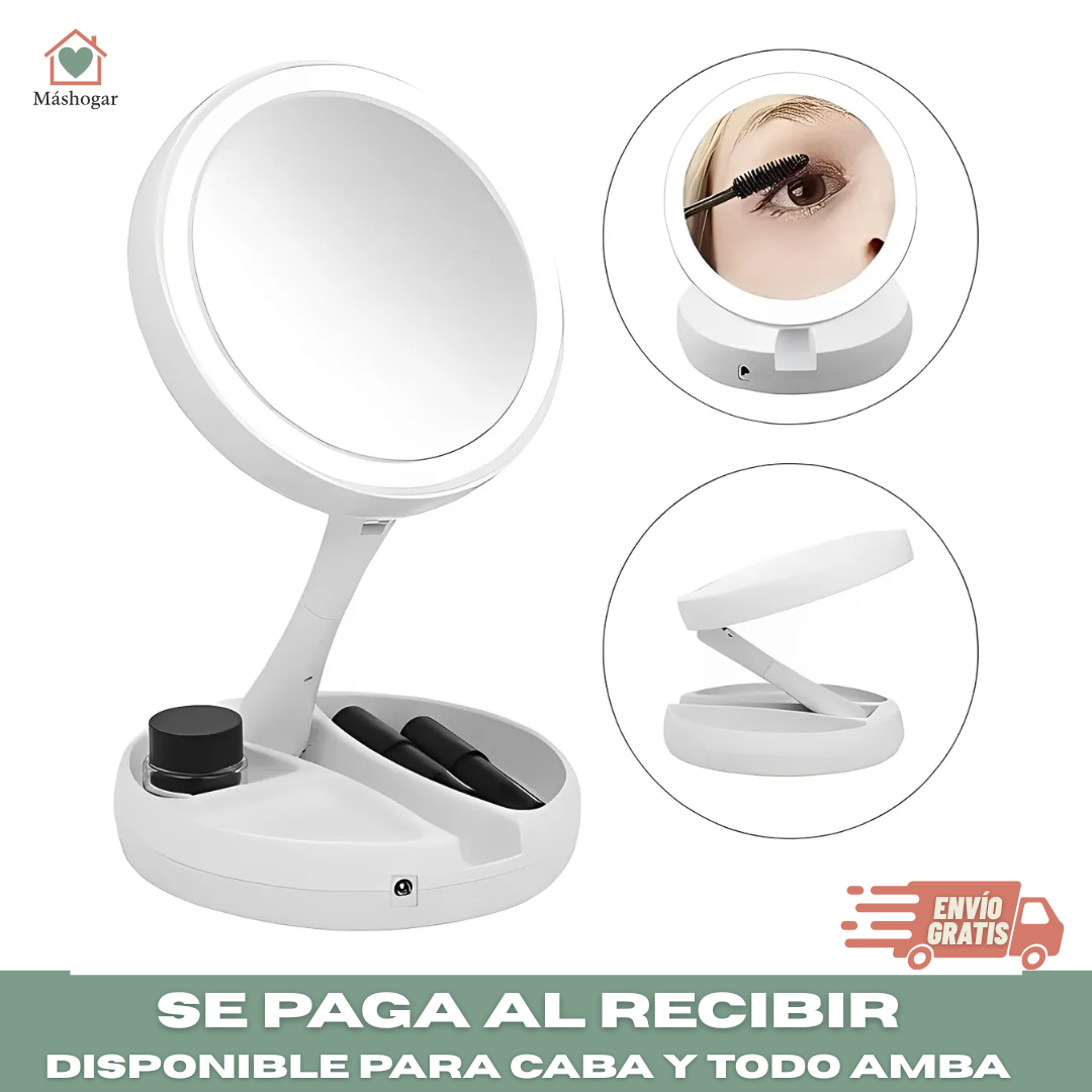 Espejo Doble LED con Aumento x10 – Precisión para tu rutina diaria