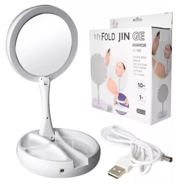 Espejo Doble LED con Aumento x10 – Precisión para tu rutina diaria