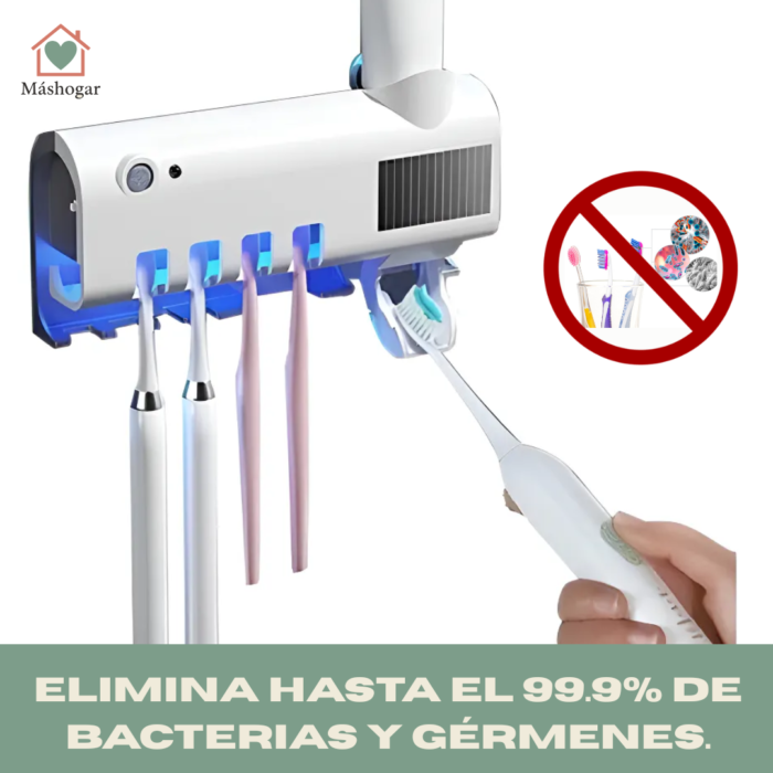 Soporte con Esterilizador UV y Dispensador de Pasta dental | Baño Más Higiénico y Ordenado