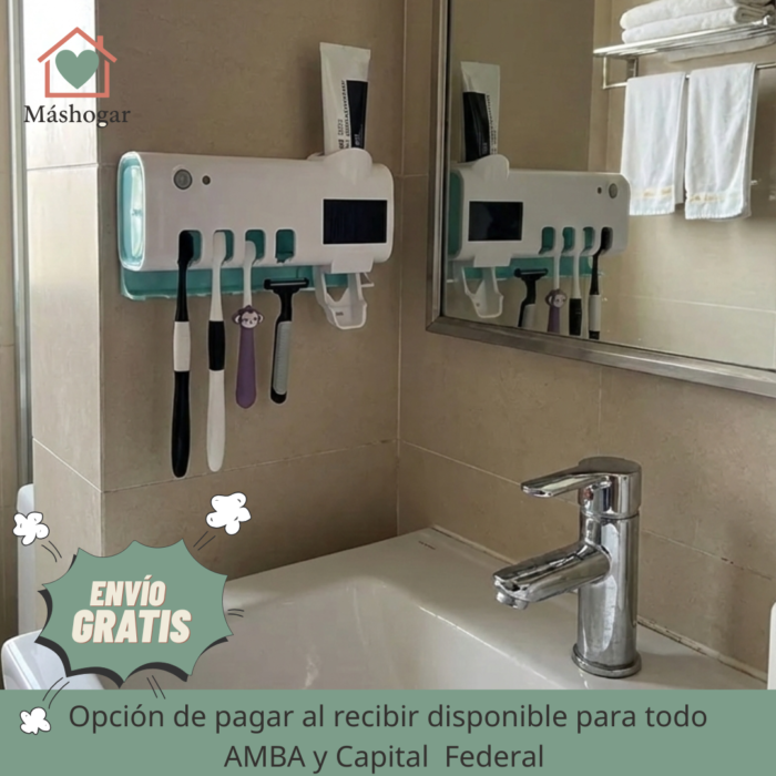 Soporte con Esterilizador UV y Dispensador de Pasta dental | Baño Más Higiénico y Ordenado