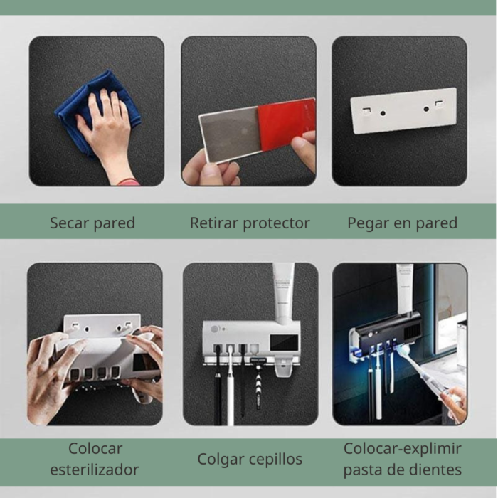 Soporte con Esterilizador UV y Dispensador de Pasta dental | Baño Más Higiénico y Ordenado
