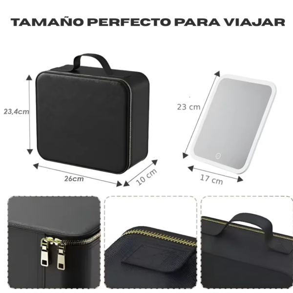 Maletín Organizador de Cosméticos con Espejo y Luz LED – Ideal para viajes