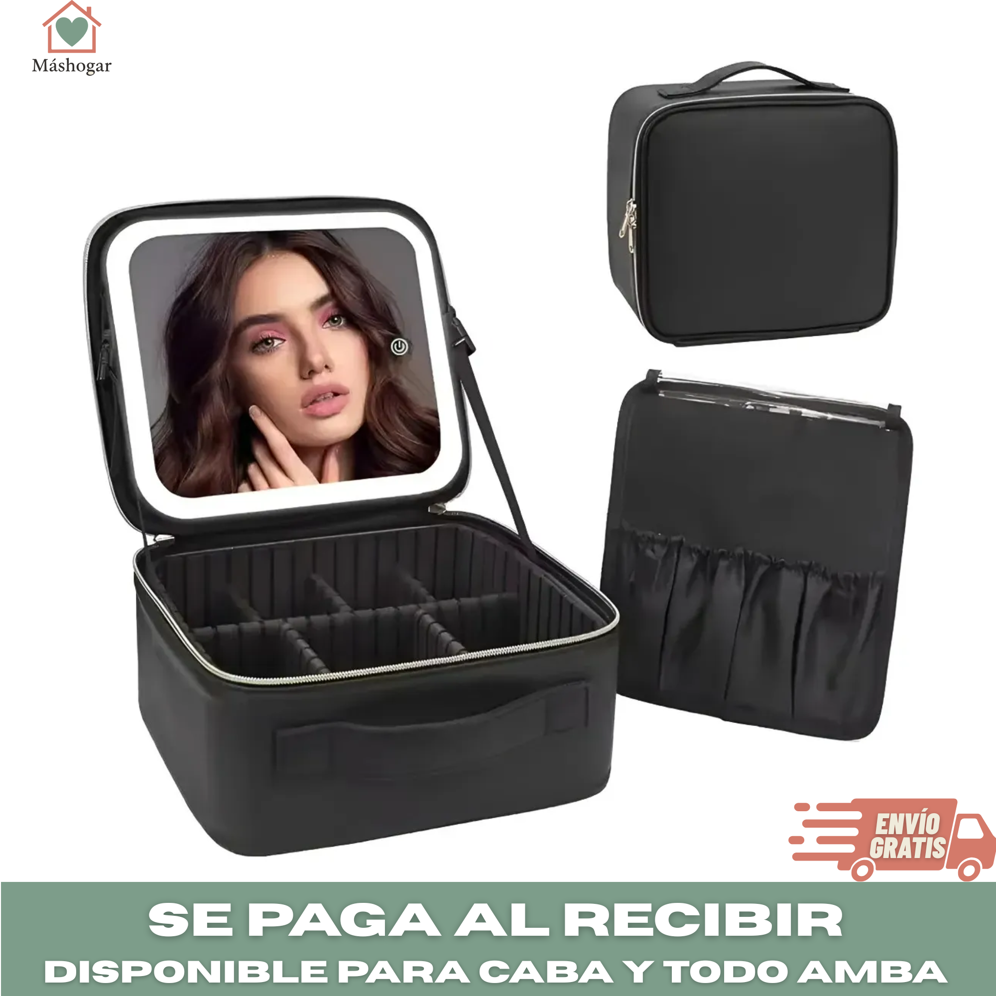 Maletín Organizador de Cosméticos con Espejo y Luz LED – Ideal para viajes