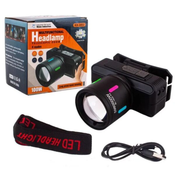 Linterna de Cabeza con Zoom KX-1832 – Manos Libres y Luz Precisa