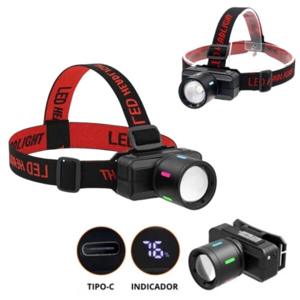 Linterna de Cabeza con Zoom KX-1832 – Manos Libres y Luz Precisa