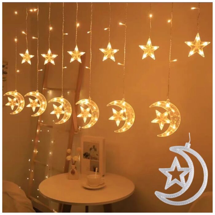 Guirnalda Cascada Estrella Luna LED 3M