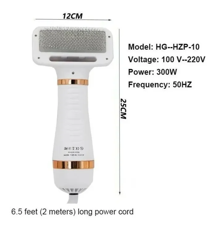 Peine Cepillo Secador 2 en 1 para Mascotas