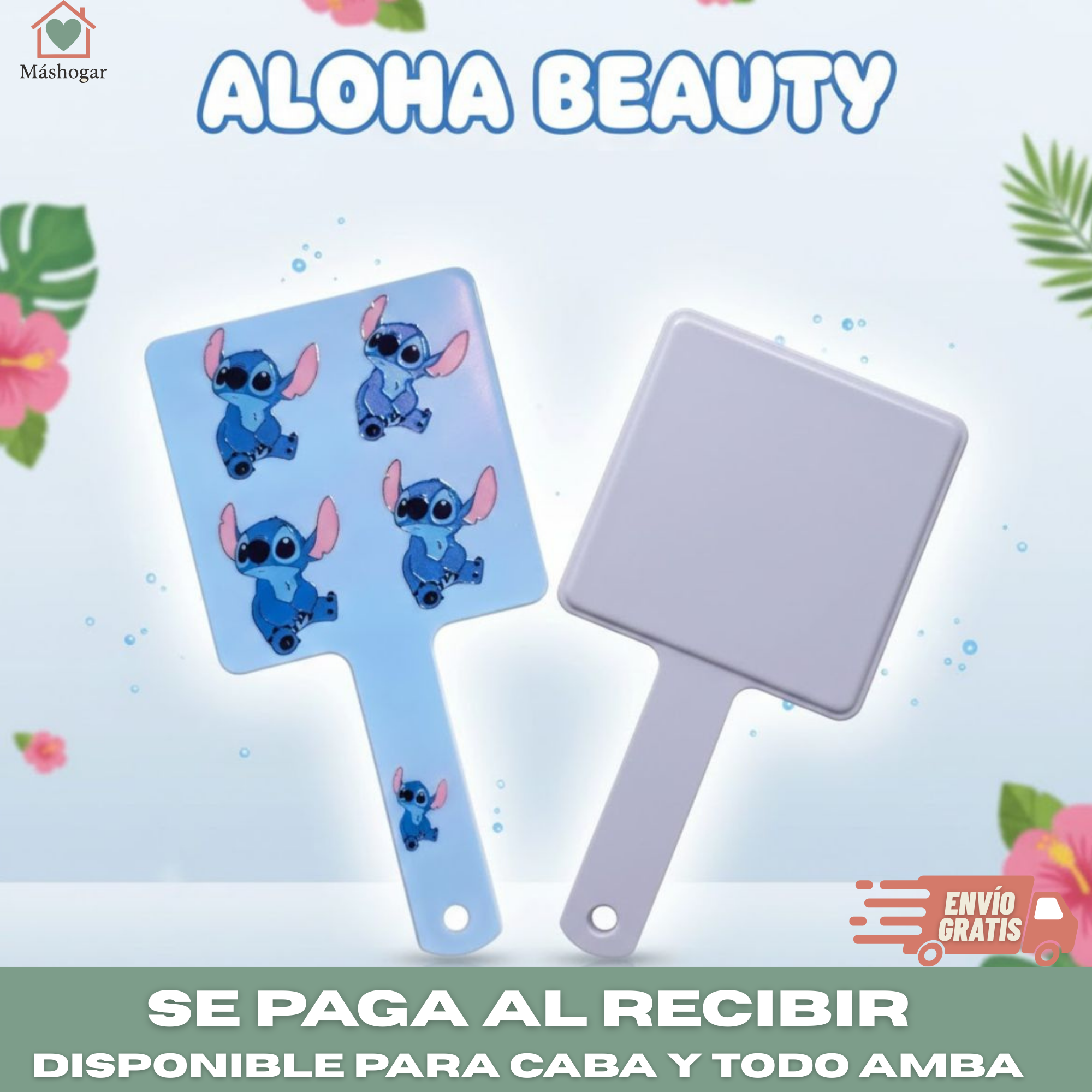 Espejo de Mano Cuadrado Stitch – Práctico, liviano y con diseño original