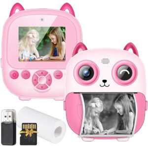 Mini Cámara Impresora Gato Rosa – Fotos Instantáneas