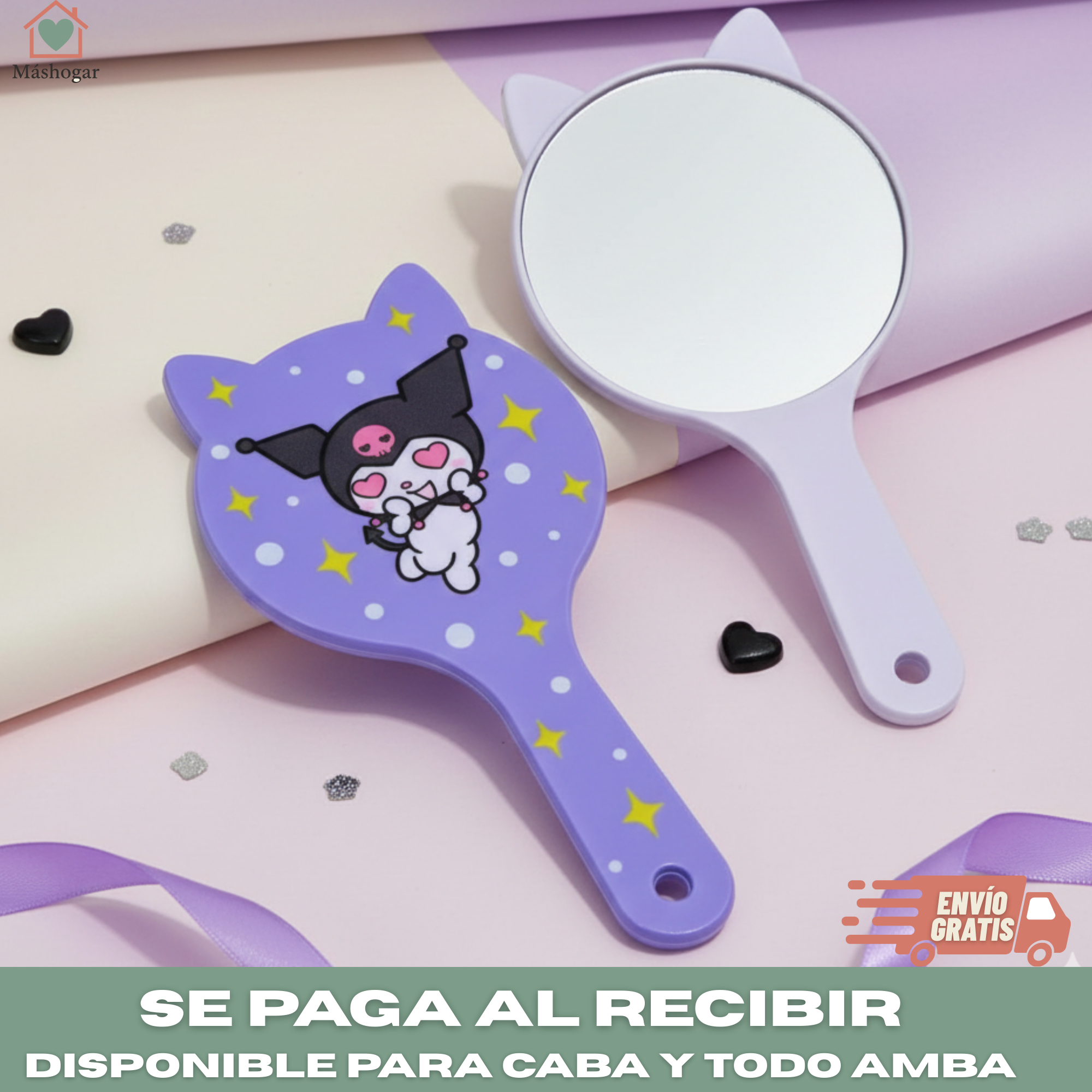 Espejo de Mano Kuromi – Compacto y portátil