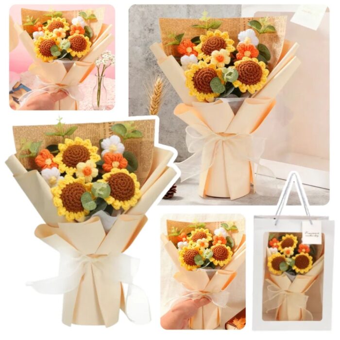 Ramo de Girasoles Tejidos a Mano – Un Regalo que No se Marchita